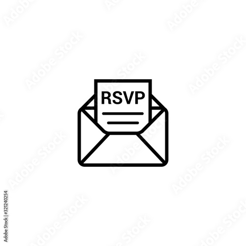 RSVP icon envelope date stamp vector invitation. rsvp message envelope