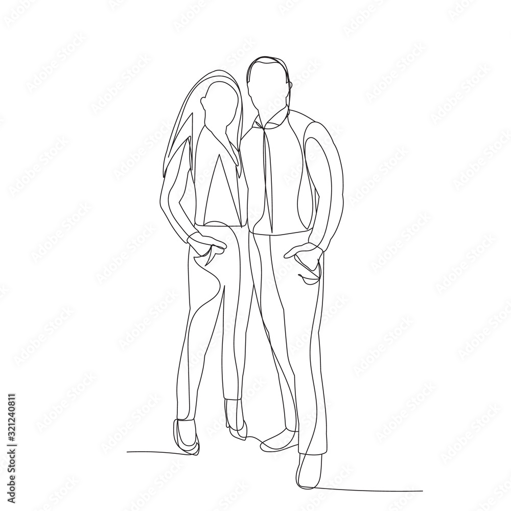 single line drawing, man and woman