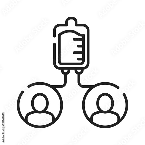 Blood transfusion black line icon. Donorship, charity concept. World Blood Donor day. Pictogram for web, mobile app, promo. UI UX design element. Editable stroke.