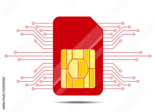 5G Sim Card. Mobile telecommunications technology symbol. Vector stock illustration.