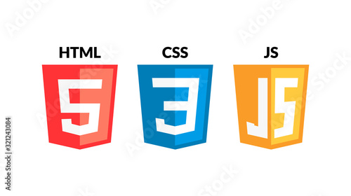 HTML5 CSS3 JS icon set. Web development logo icon set of html, css and javascript, programming symbol photo
