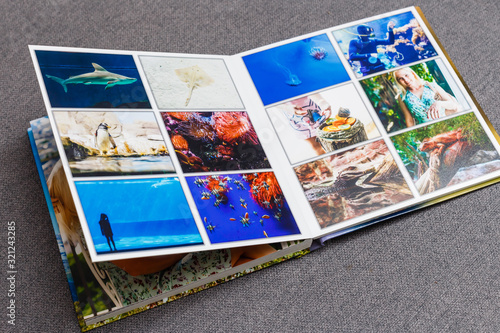 Cuadro en lienzo Collage of images of a persons life, photobook vacation travel in Italy
