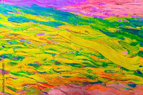 Painting  macro close up of different color oil paint. colorful acrylic