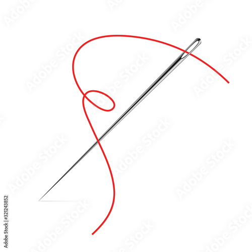 Sewing Needle vector icon. Thread vector sew tailor logo. isolated needle illustration