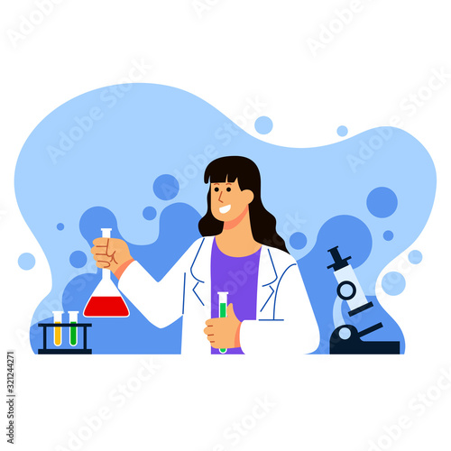 Female Biology Scientist Character Illustration