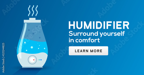 Humidifier air diffuser icon. Purifier microclimate ultrasonic home flat icon, healthy humidity photo