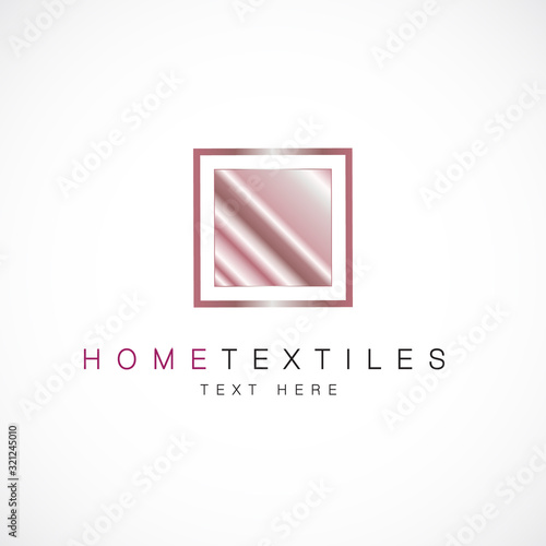 Logo soft pink silk fabric shop salon atelier square sign vector