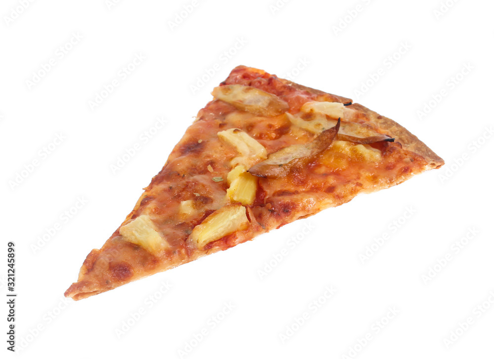 Slice of fresh pizza isolated on white Slice of fresh pizza isolated on white