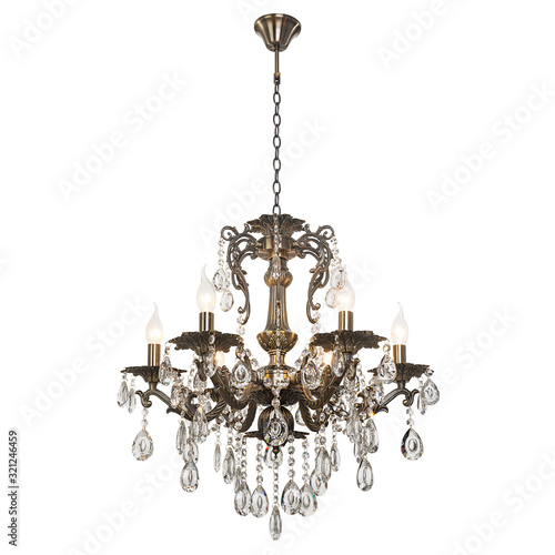 Chandelier in vintage style isolated on white background