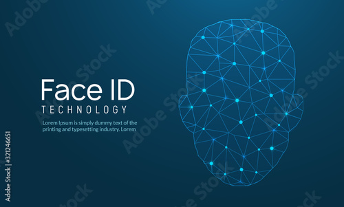 Face recognition biometric ID. Face scan vector digital security technology