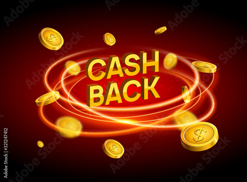 Cash back offer banner design. Promotion refund cashback money sale poster