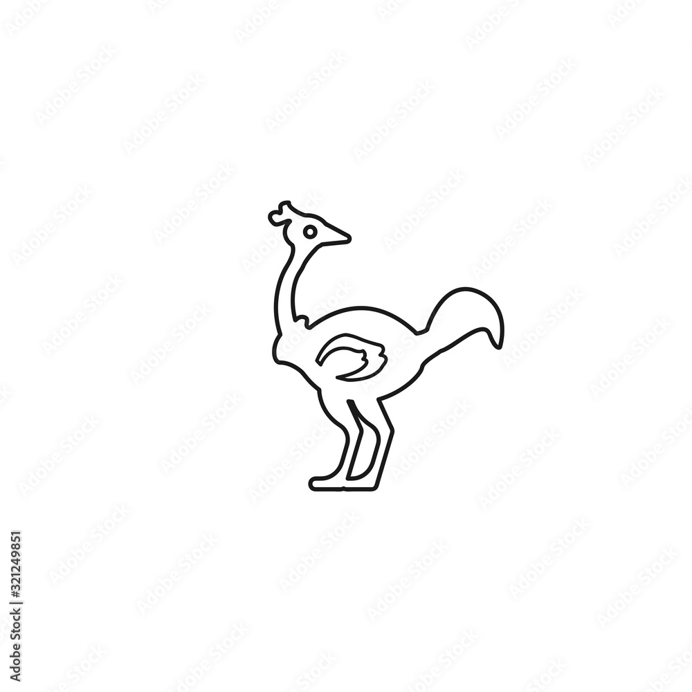 ostrich vector line icon on white background ostrich vector line icon on white background