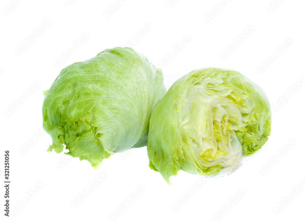 Green Iceberg lettuce on White Background Green Iceberg lettuce on White Background