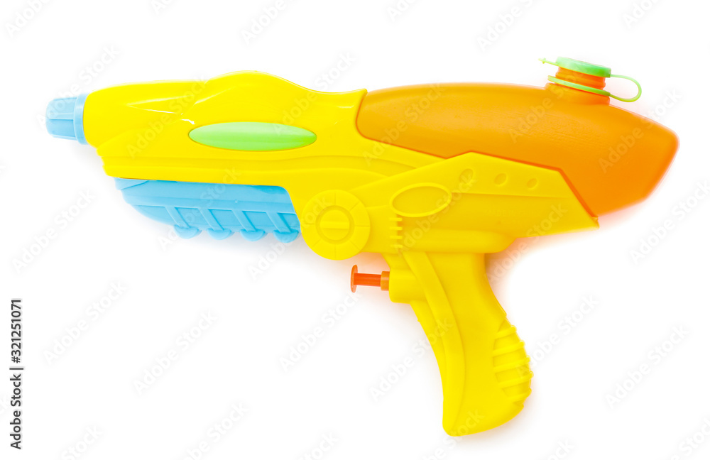 Plastic water gun isolated on white background Plastic water gun isolated on white background
