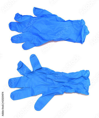 blue medical glove isolated on white background