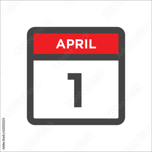 April 1 calendar icon with day of month