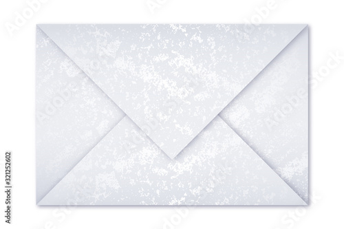 Realistic white pearl textured paper envelope