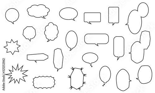 白黒の吹き出しのイラスト
