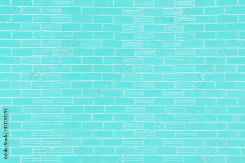 Bright blue bricks and concrete texture for pattern abstract background.
