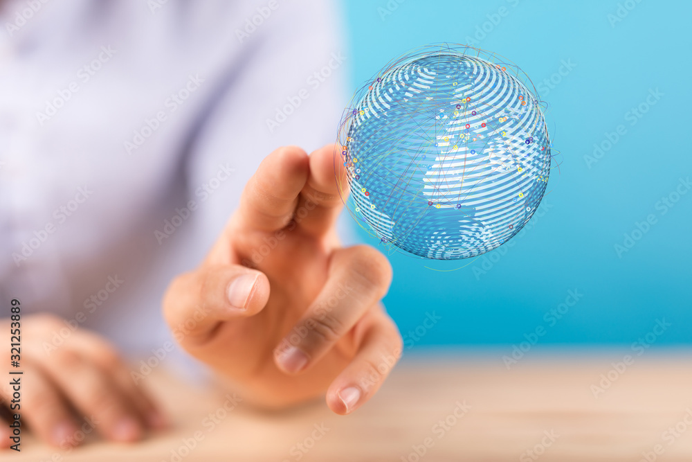 Holding Business World connection digital. Holding Business World connection digital.