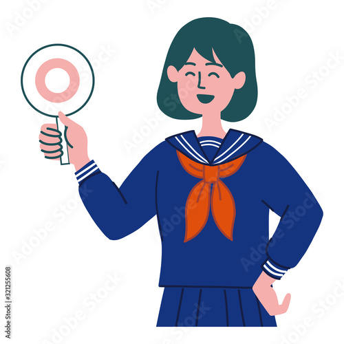 学生　女の子　セーラー服　マルバツ