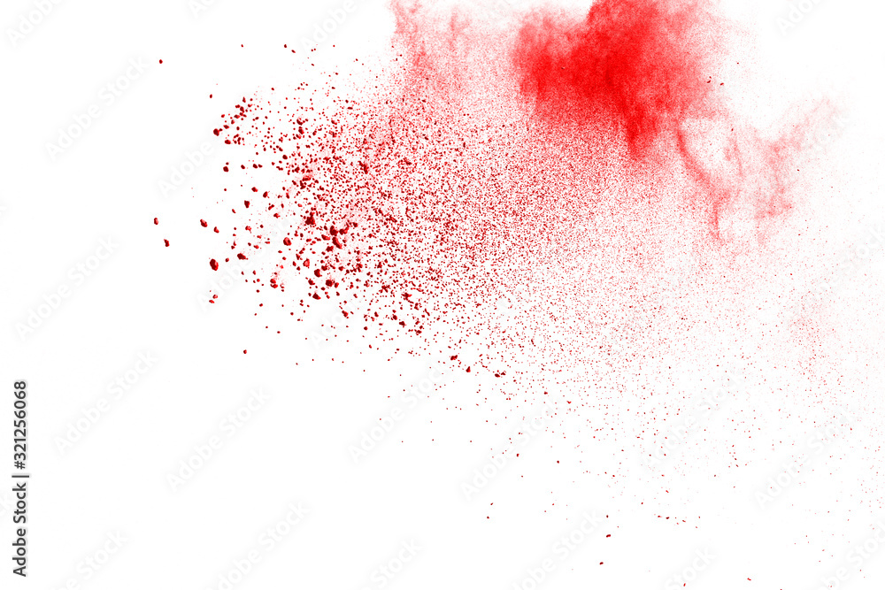 Red powder explosion on white background. Colored cloud. Colorful dust explode. Paint Holi. Red powder explosion on white background. Colored cloud. Colorful dust explode. Paint Holi.