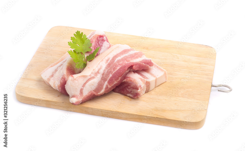 Pork belly on a white background