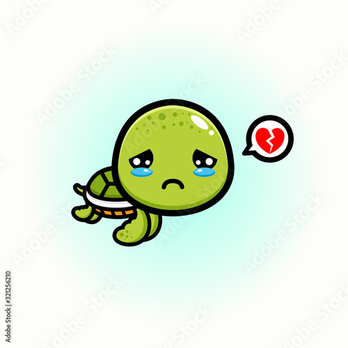 design vector mascot of a sad turtle