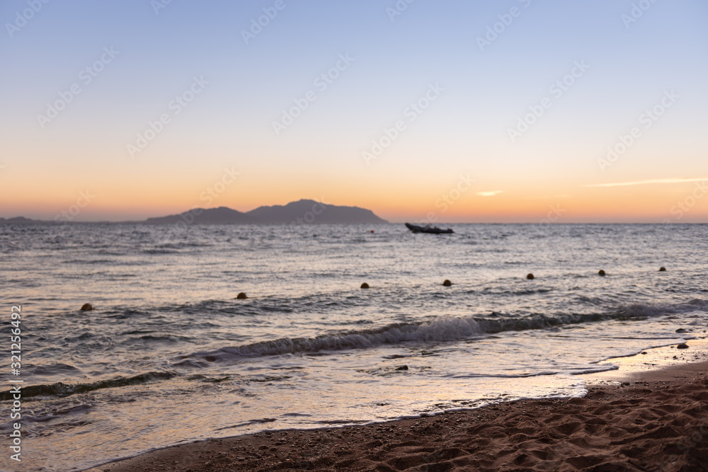 Red sea beach at sunrise