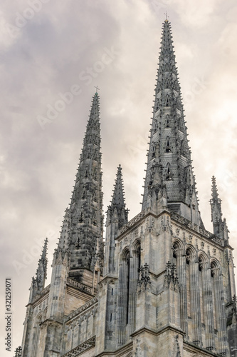 Gothic cathedral towers of Saint Andre in Bordeaux, New Aquitaine, France