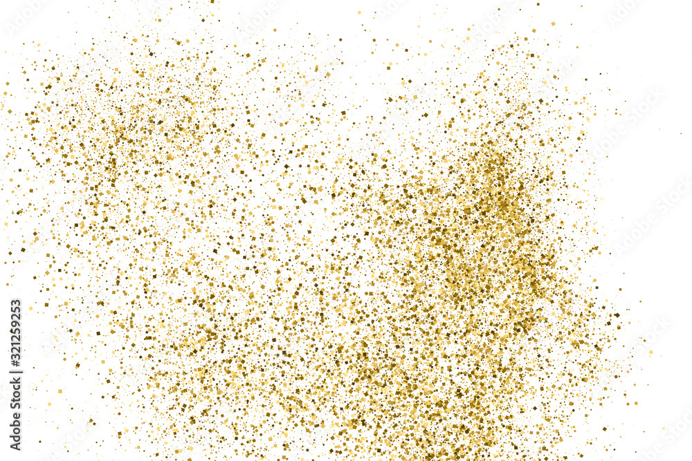 Gold Glitter Texture Isolated On White. Amber Particles Color. Celebratory Background. Golden Explosion Of Confetti. Vector Illustration, Eps 10. Gold Glitter Texture Isolated On White. Amber Particles Color. Celebratory Background. Golden Explosion Of Confetti. Vector Illustration, Eps 10.
