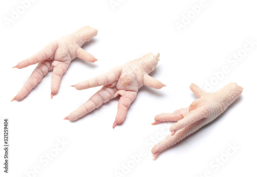 Chicken feet on white background