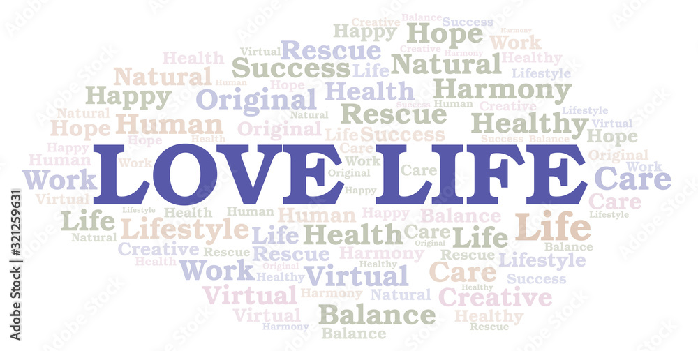 Fototapeta premium Love Life word cloud.