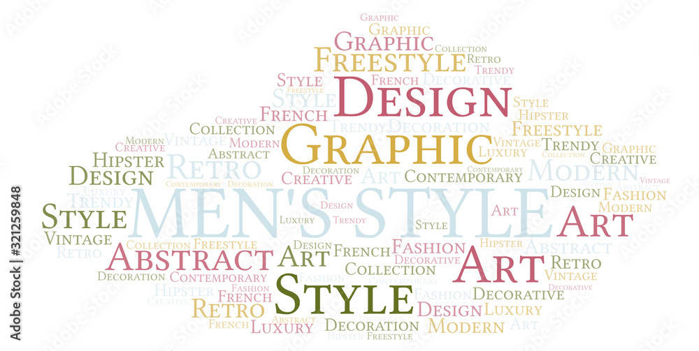 Men's Style word cloud. Men's Style word cloud.