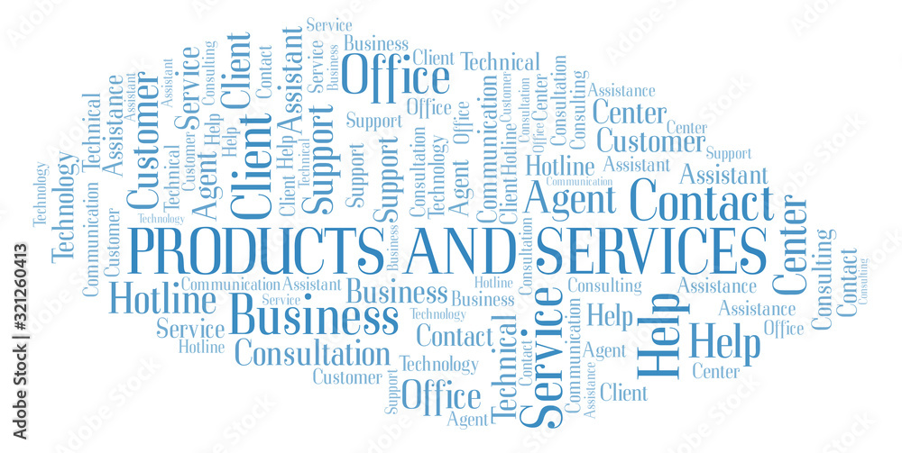 Fototapeta premium Products And Services word cloud.
