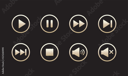 Media player control buttons. Play button icon. Vector illustration.	