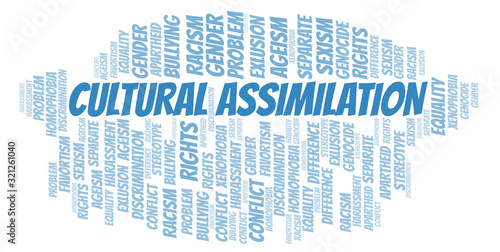Canvastavla Cultural Assimilation - type of discrimination - word cloud.