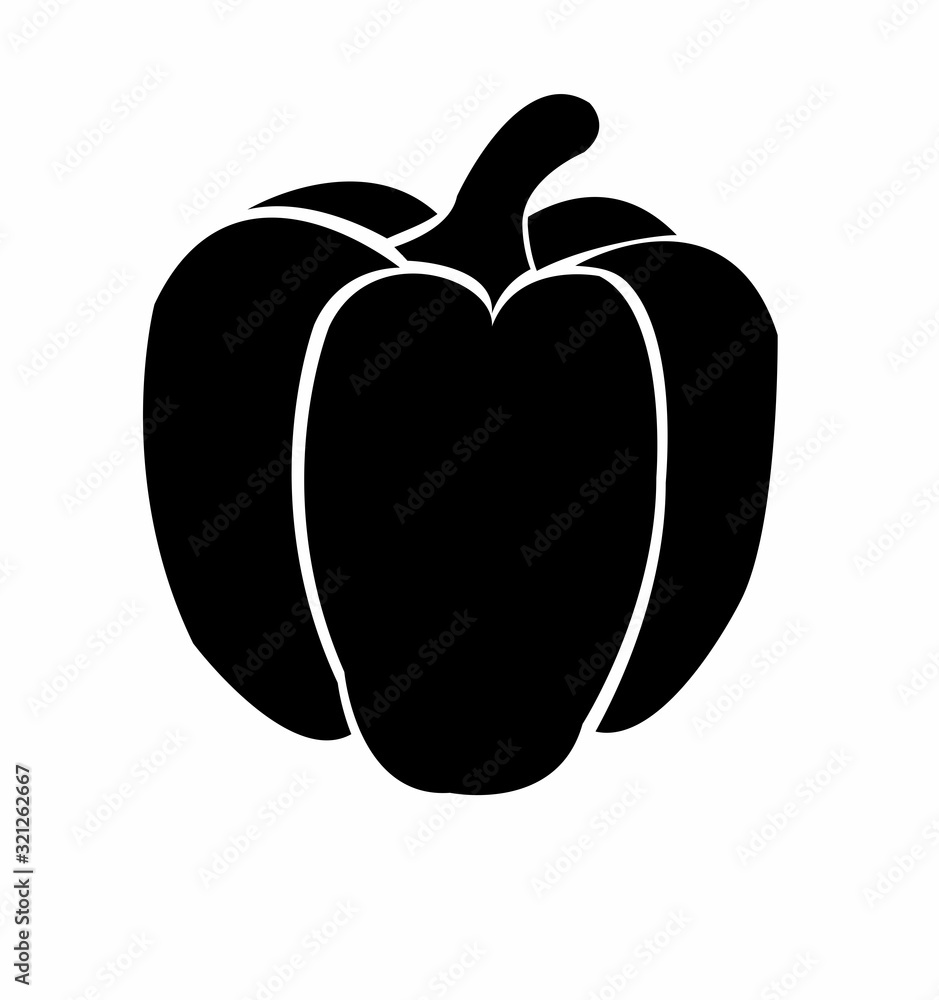 black paprika silhouette icon vector isolated on white background black paprika silhouette icon vector isolated on white background