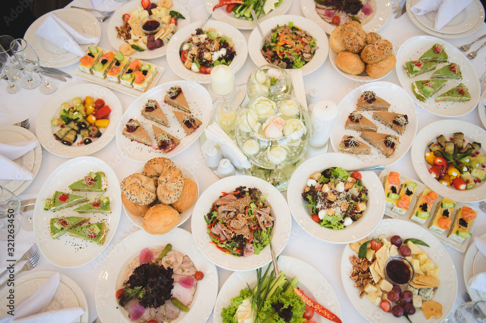 festive table with colorful food festive table with colorful food