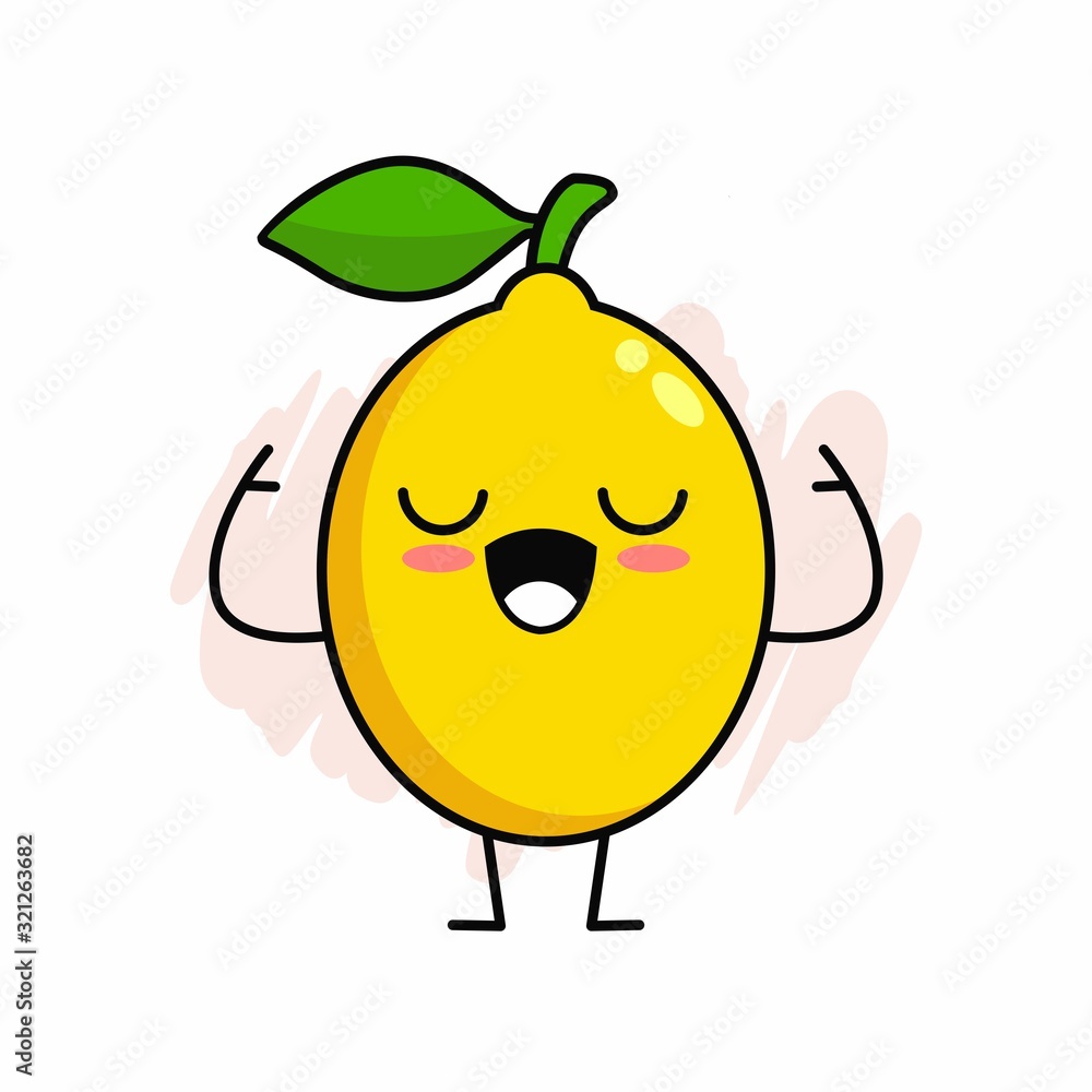 Cartoon of Cute Lemon Character Design, Lemon Icon Illustration Template Vector Cartoon of Cute Lemon Character Design, Lemon Icon Illustration Template Vector