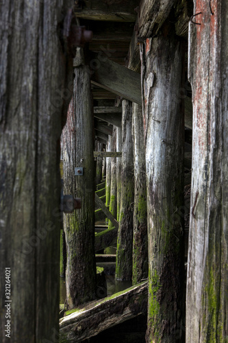 Greymouth Westcoast New Zealand. Jetty. Wooden poles.