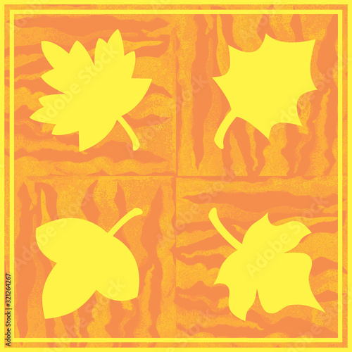 abstract yellow napkin pattern autumn leaves © Olena