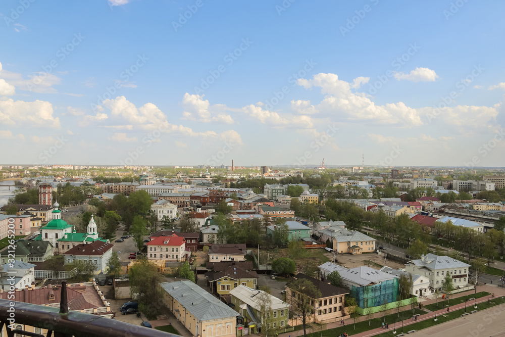Fototapeta premium Vologda river, a historical and modern part of the city. Spring. Sunny day.