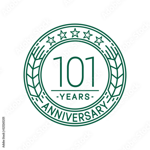101 years anniversary celebration logo template. Line art vector and illustration.