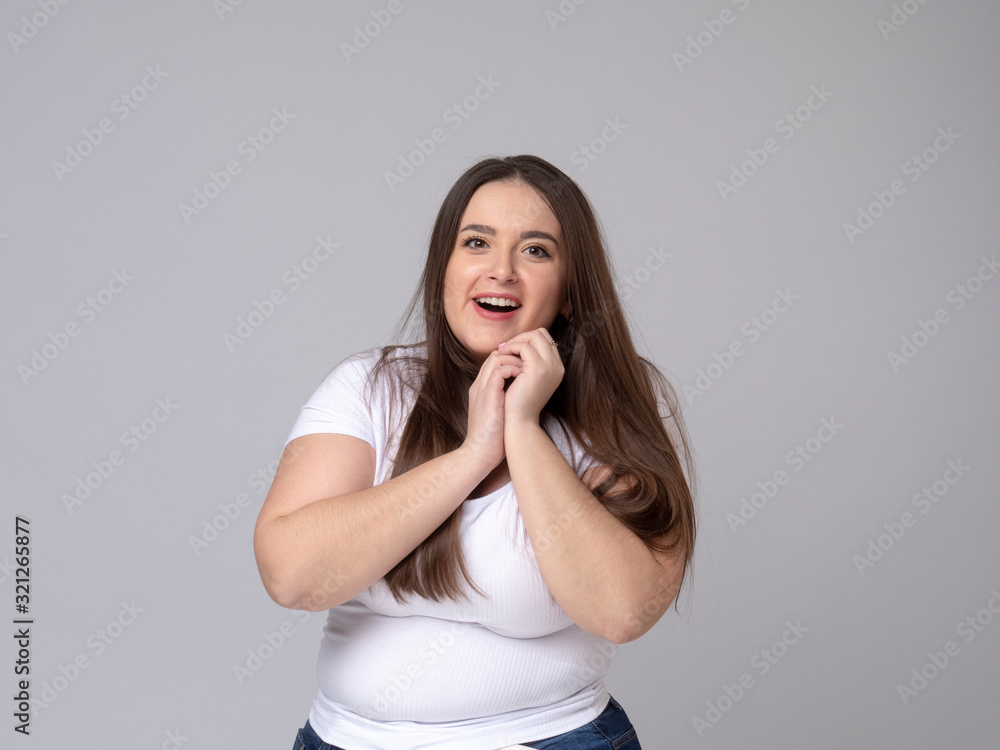 Smiling Plus Size attractive Woman dreaming. Smiling Plus Size attractive Woman dreaming.