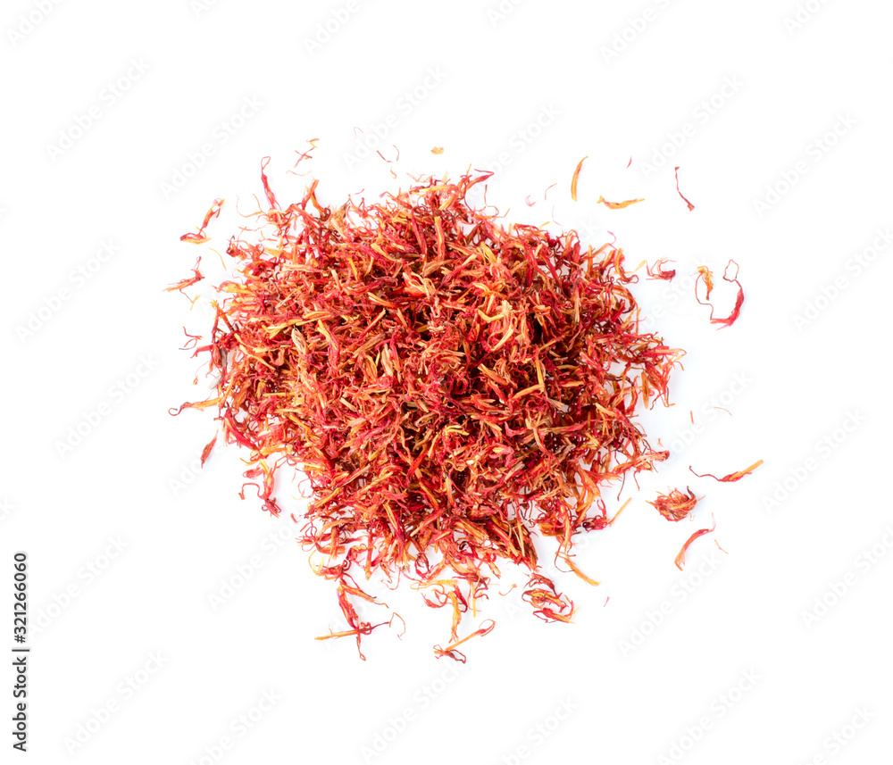Naklejka premium Dried safflower on white background.