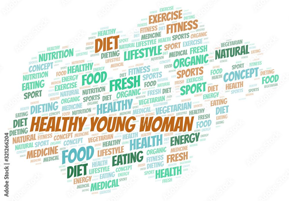 Fototapeta premium Healthy Young Woman word cloud.