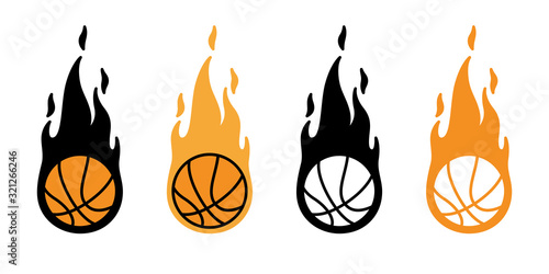 basketball fire ball vector icon logo sport cartoon character symbol illustration doodle design