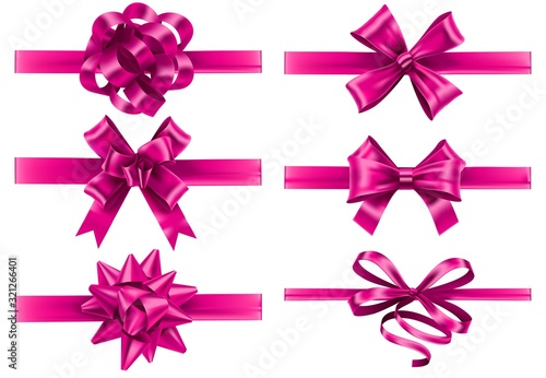 Obraz na plátně Realistic pink ribbons with bows