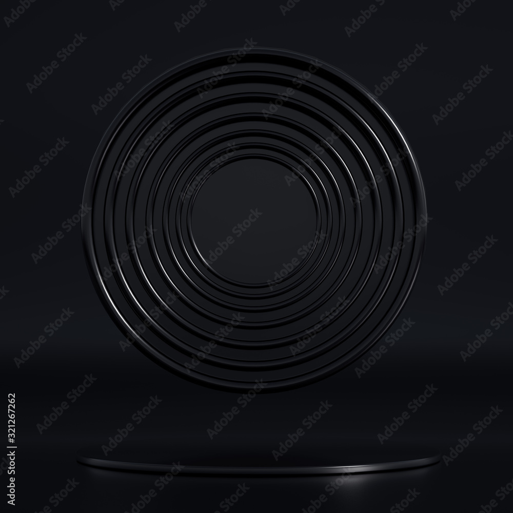 Fototapeta premium Elegant metal background with pedestal, podium and studio. 3d illustration, 3d rendering.
